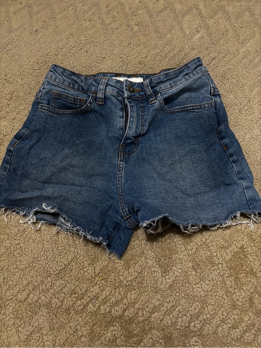 Vans Women's Blue Frayed Hem Denim Shorts